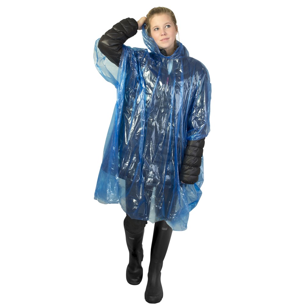 Mayan Regenponcho mit Aufbewahrungstasche aus recyceltem Kunststoff royalblau