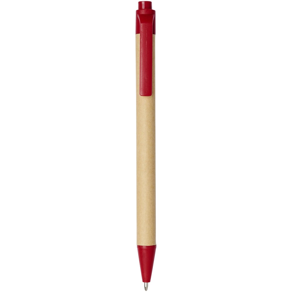 Stylo bille en carton recyclé et plastique de maïs Berk (encre noire) rouge