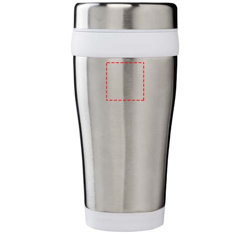 Mug isotherme Elwood 410ml Argent, Blanc