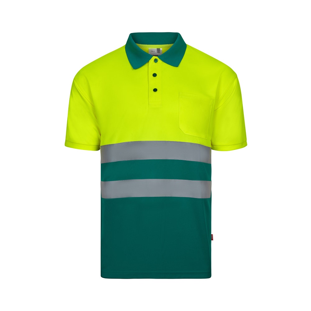 VL FORTUNA Poloshirt (140g/m²) im Bird-Eye-Design mit kurzen Ärmeln, aus Polyester (100%) Grün, Gelb