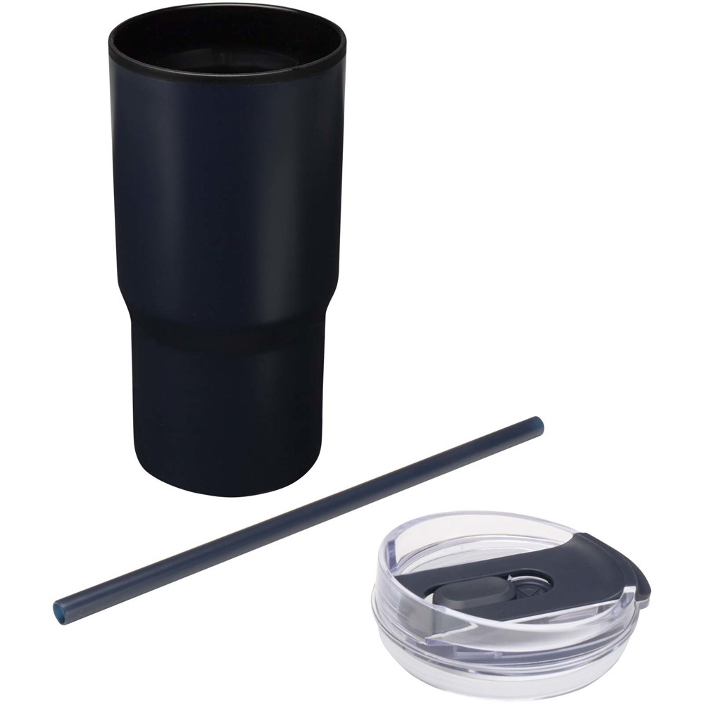 Gobelet isotherme à double paroi Westin 540 ml en RCS recyclé, avec paille Marine