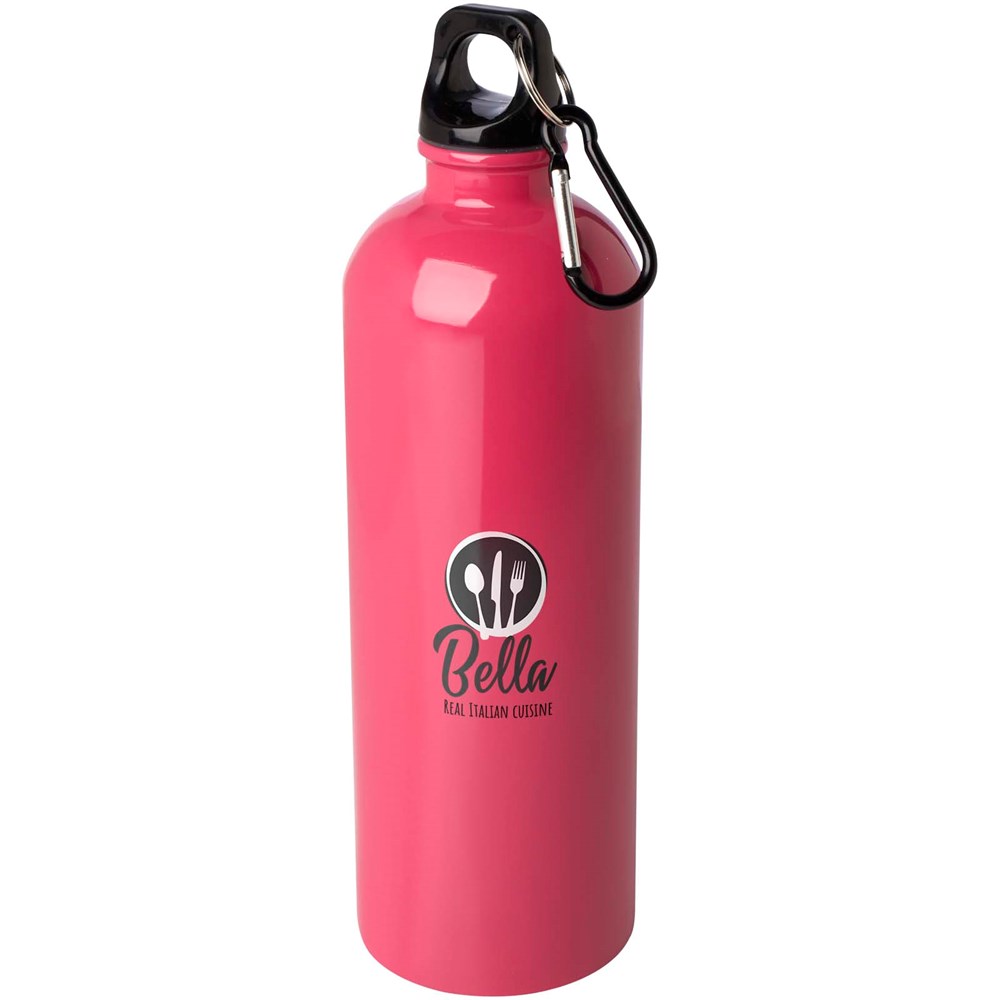 Bouteille d'eau Oregon de 750 ml simple paroi en acier recyclé certifié RCS avec mousqueton Magenta
