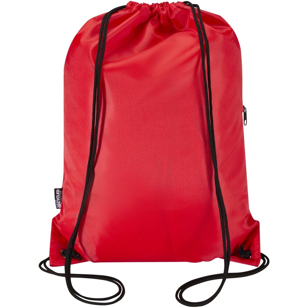 Sac à cordon Oriole en RPET avec poche avant zippée, 5 L rouge