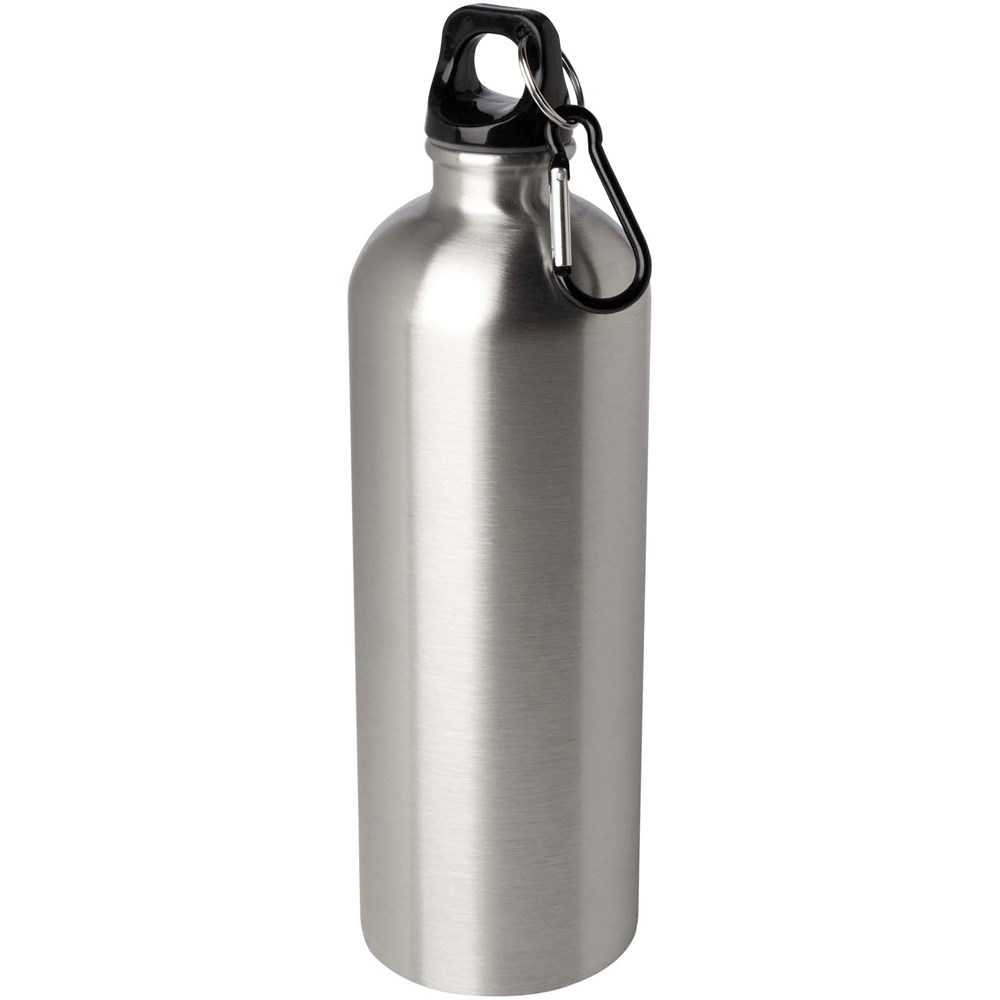 Bouteille d'eau Oregon de 750 ml simple paroi en acier recyclé certifié RCS avec mousqueton Argent