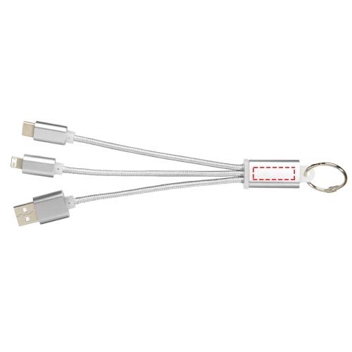 Câble de chargement 3-en-1 avec porte-clés Metal Argent