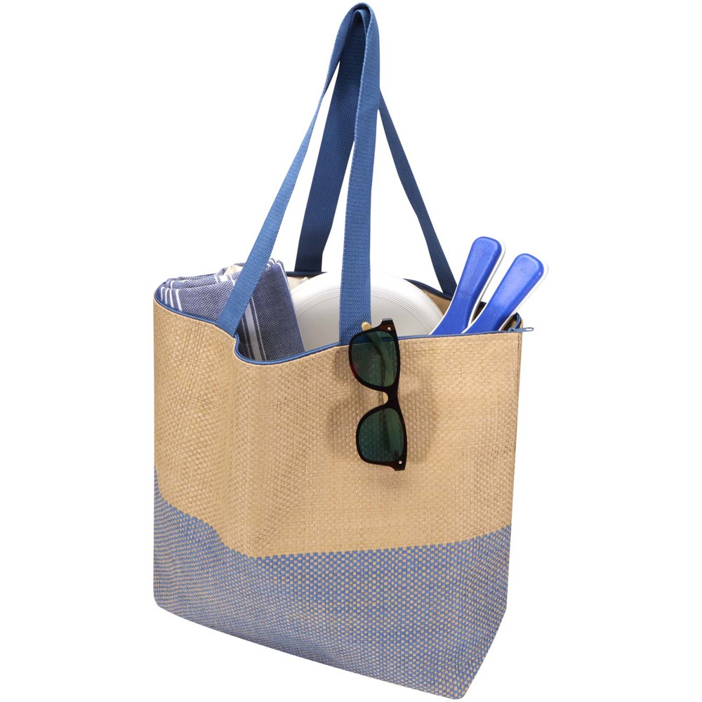 Rhythm grosse Strohpapier Tragetasche mit Reissverschluss, 21 l Ozeanblau