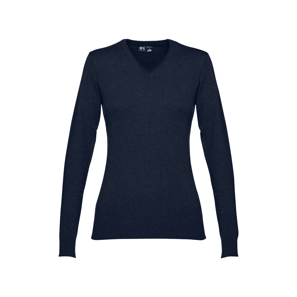 THC MILAN WOMEN Pullover mit V-Ausschnitt für Damen aus Baumwolle und Polyamid dunkelblau