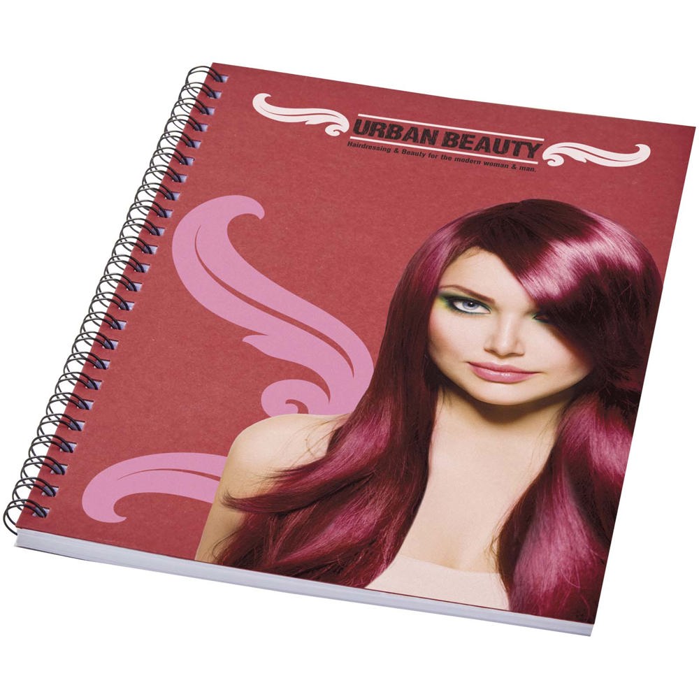 Desk-Mate® A5 recyceltes farbiges Notizbuch mit Spiralbindung rot