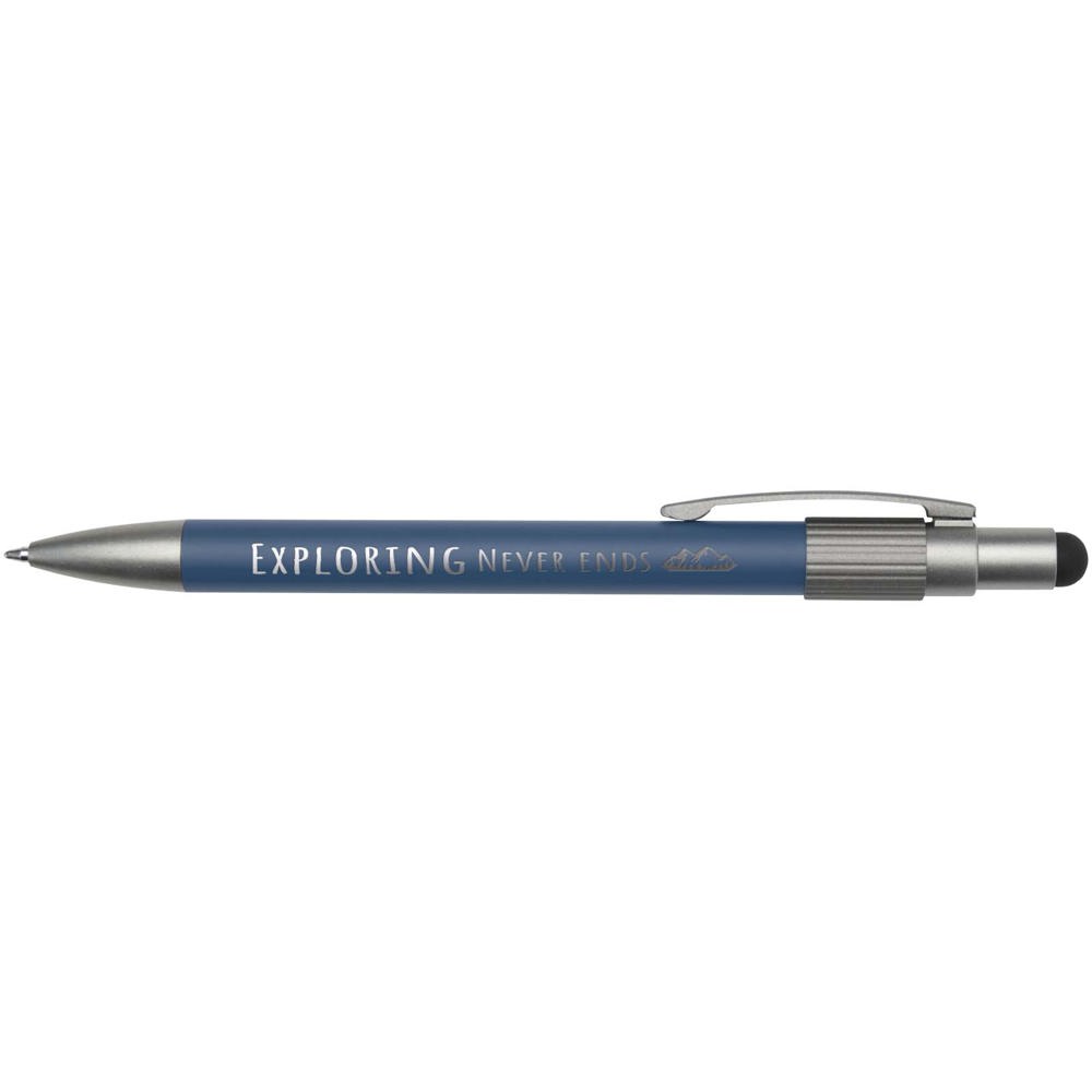 Stylo bille recyclé RCS avec stylet et toupie antistress (encre bleue) Rill Bleu océan
