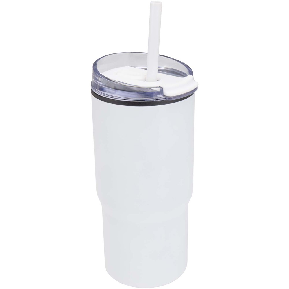 Gobelet isotherme à double paroi Westin 540 ml en RCS recyclé, avec paille Blanc
