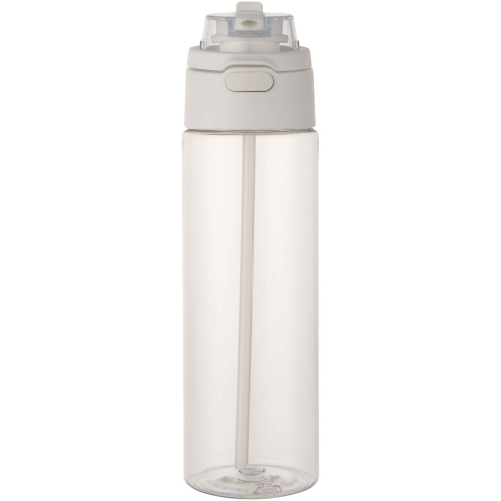 Bouteille d'eau Theron de 700 ml en plastique recyclé RCS, avec bouchon double fonction et paille rabattable Translucide
