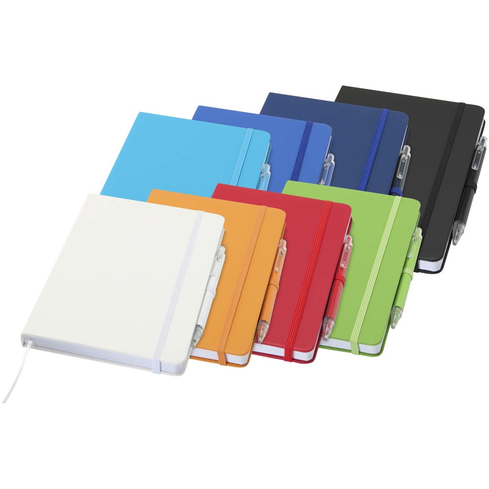 Ensemble comprenant un cahier en papier recyclé Spectrum A5 et un stylo à bille rouge