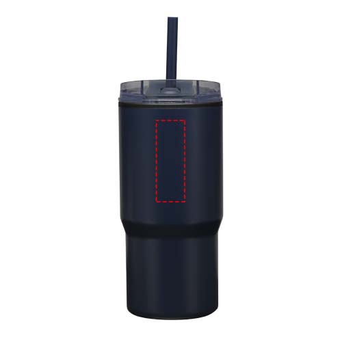Gobelet isotherme à double paroi Westin 540 ml en RCS recyclé, avec paille Marine
