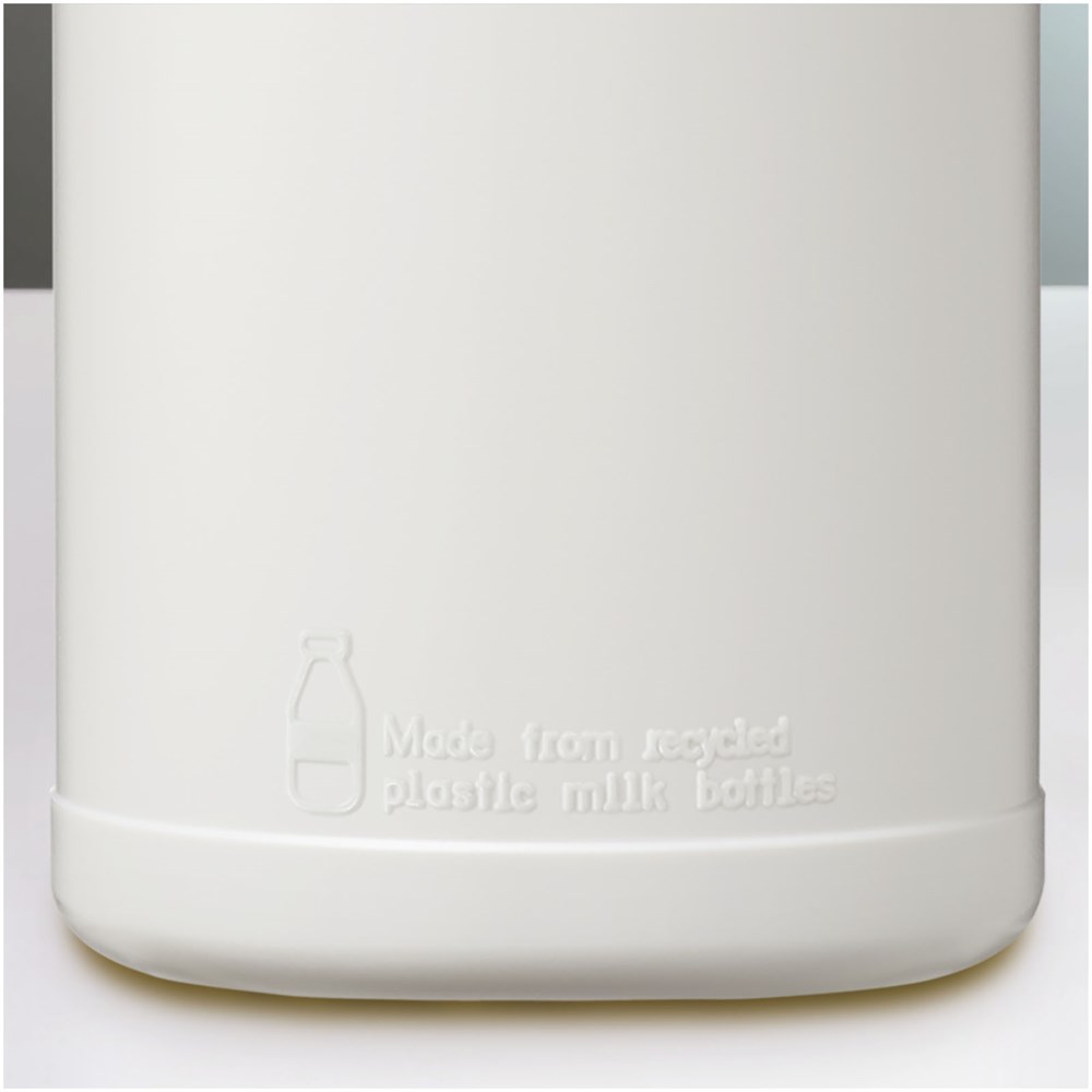 Baseline 500 ml recycelte Sportflasche mit Klappdeckel weiss, schwarz