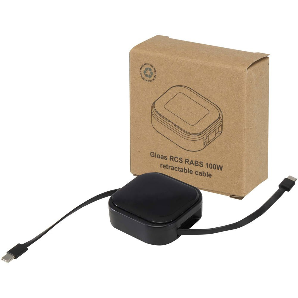 Gloas Aufrollbares 5 in 1 Kabel aus Recyclingmaterial mit Datensynchronisierung und 100 W Schnelllad
