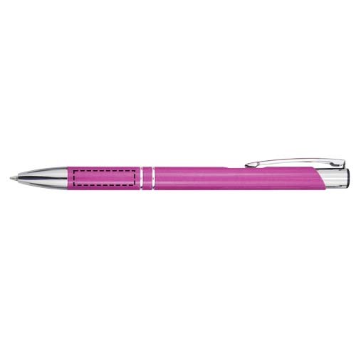 Moneta Kugelschreiber aus recyceltem Aluminium (blaue Mine) magenta