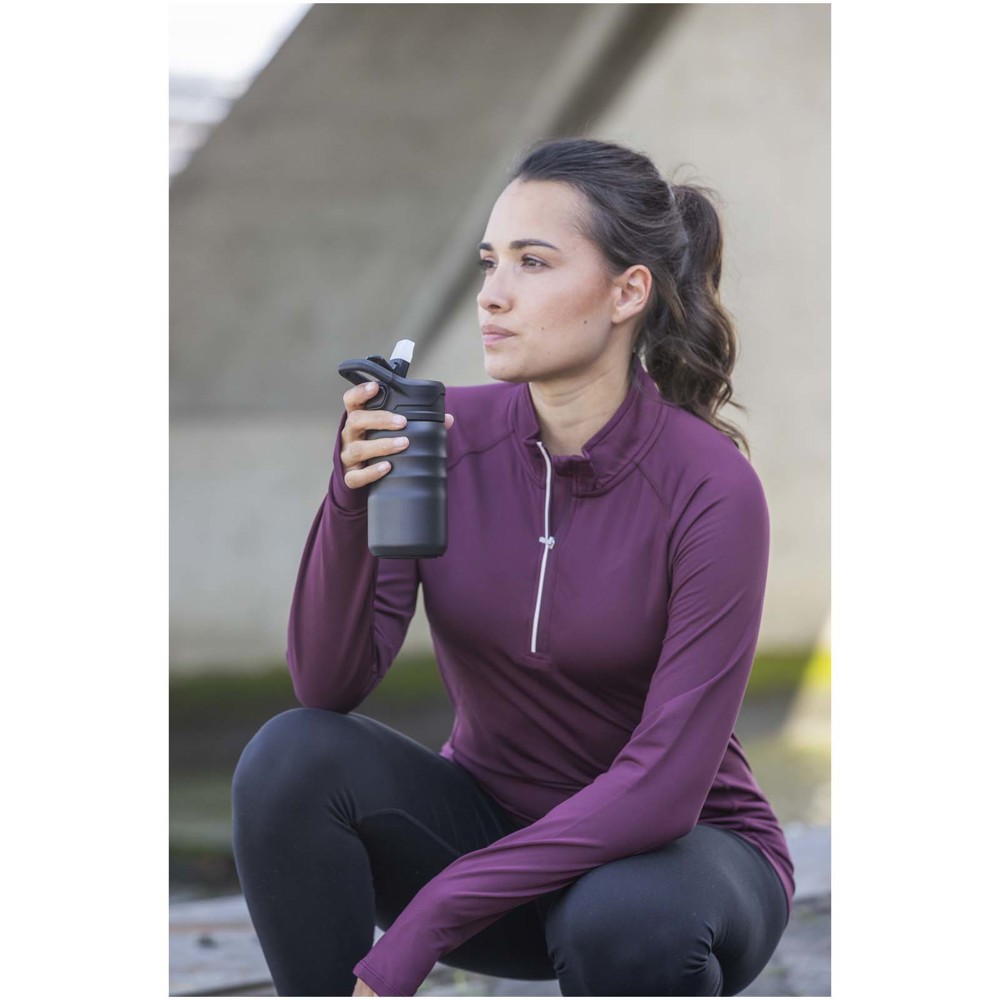 Gourde de sport Knox 350 ml en acier inoxydable à double paroi recyclé RCS avec paille rabattable Jaune