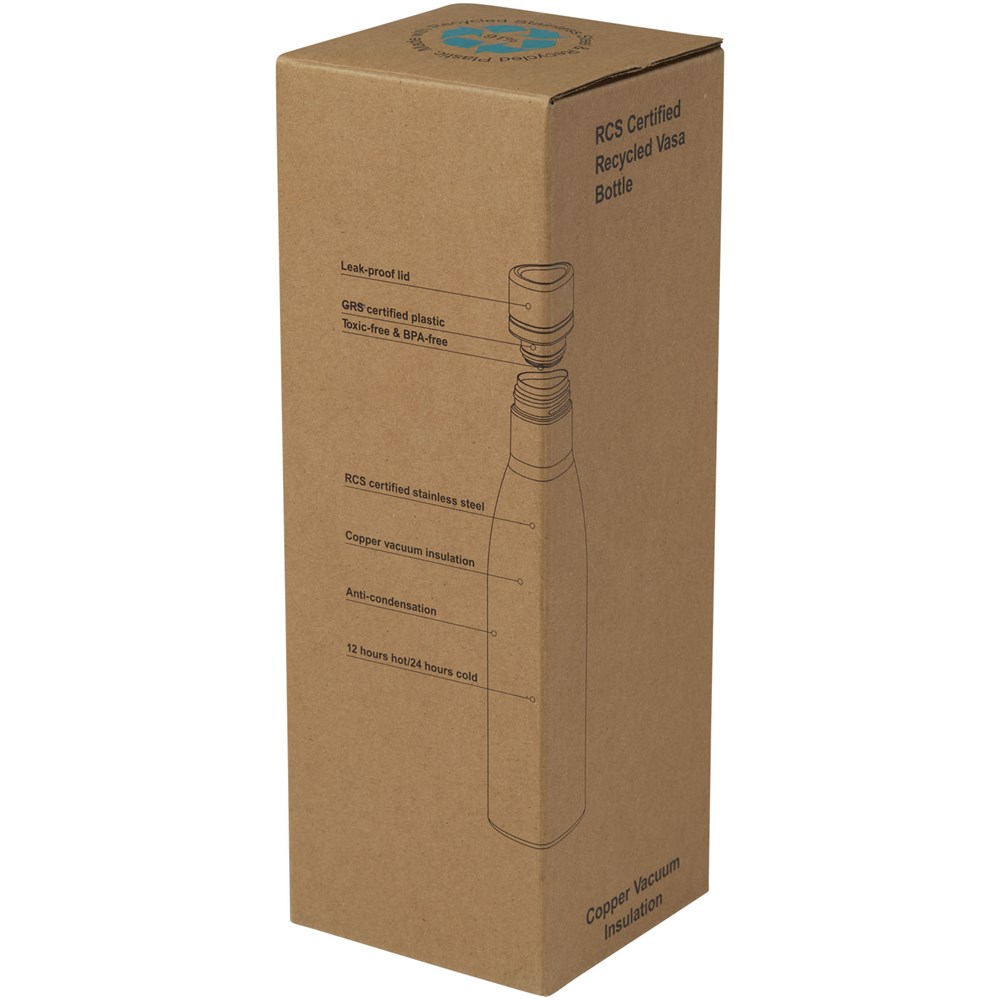 Bouteille isotherme Vasa en acier inoxydable recyclé certifié RCS de 500 ml avec isolation par le vide et couche de cuivre Titane
