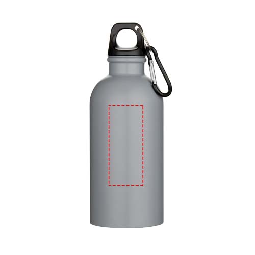 Bouteille d’eau Oregon de 400 ml à simple paroi avec finition MATE, en acier inoxydable recyclé certifié RCS avec mousqueton Gris