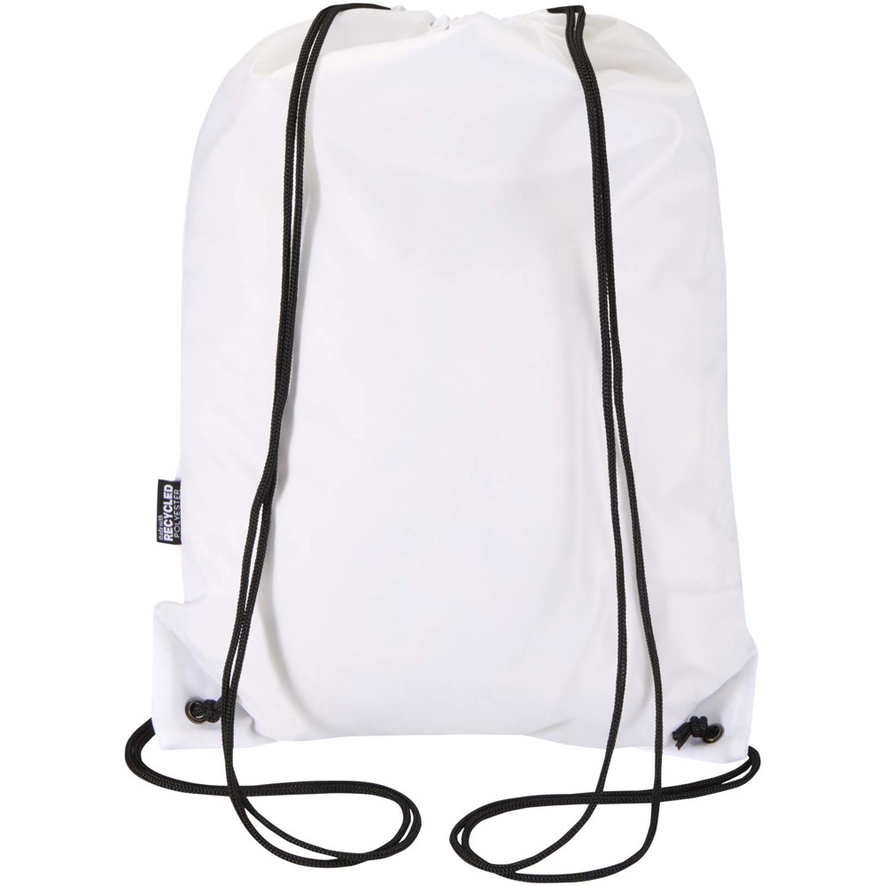 Sac à cordon Oriole en RPET avec poche avant zippée, 5 L blanc