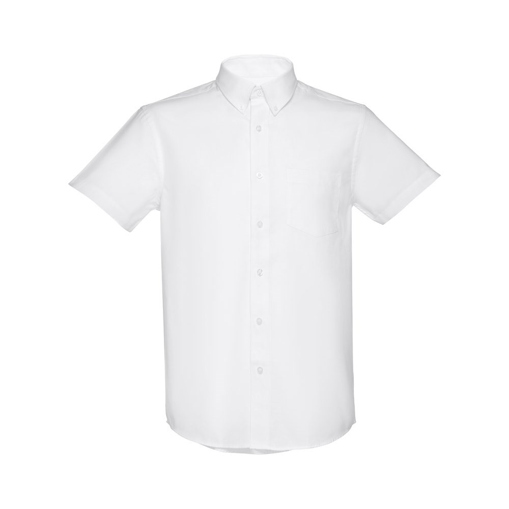 THC LONDON WH. Kurzärmeliges Herren-Oxford-Hemd. Weisse Farbe