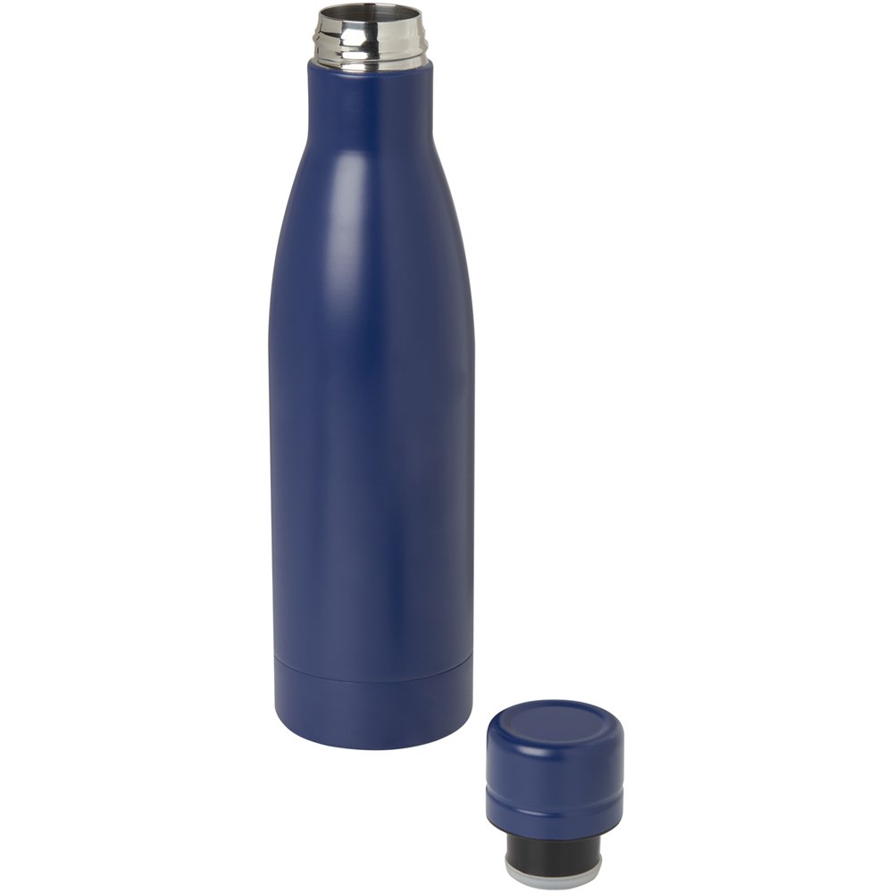 Bouteille isotherme Vasa en acier inoxydable recyclé certifié RCS de 500 ml avec isolation par le vide et couche de cuivre Bleu