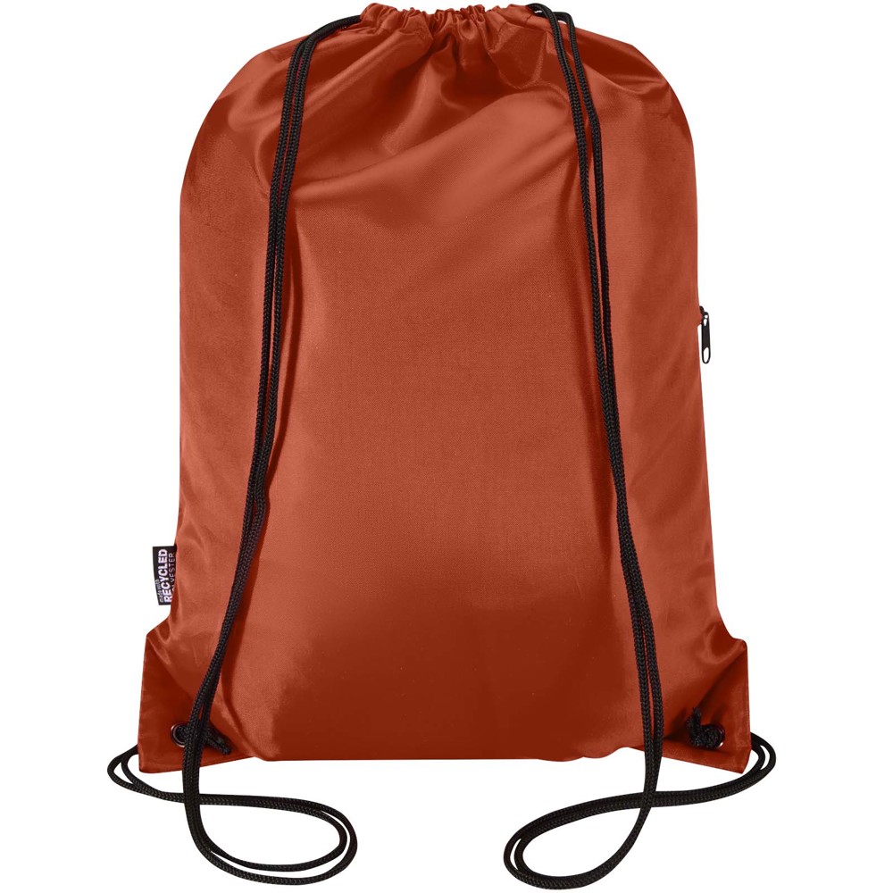 Sac à cordon Oriole en RPET avec poche avant zippée, 5 L Brique