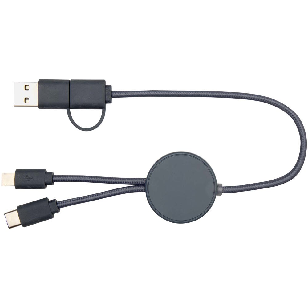 Câble 5 en 1 Citala en plastique recyclé de 30 cm pour la synchronisation des données et la charge rapide de 27 W Hale Blue
