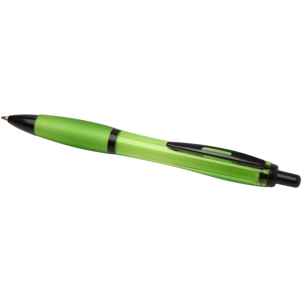Stylo bille Nash en plastique recyclé avec garnitures noires (encre noire) Citron vert