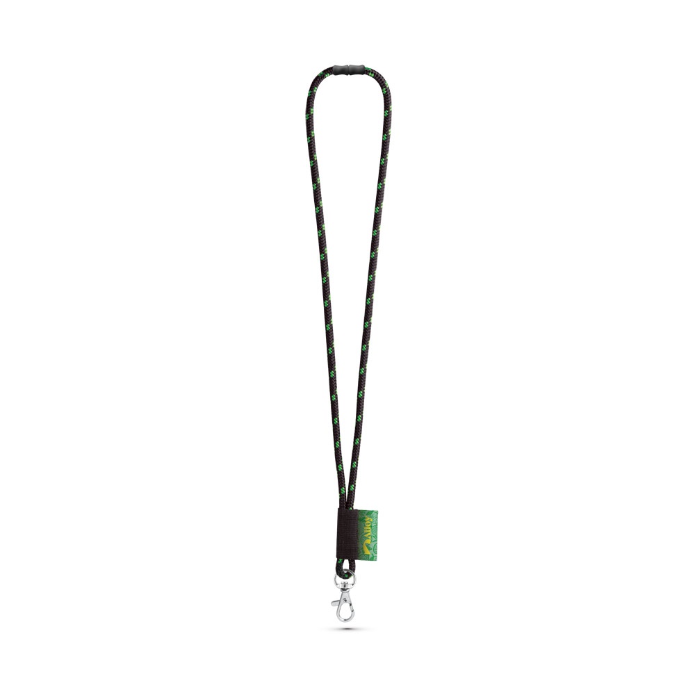 MANSFIELD SET Lanière NAUTIC Longue (Ø 7 mm) avec mousqueton à porte de 9 mm et fermoir de sécurité Ø 7 mm Noir, Vert