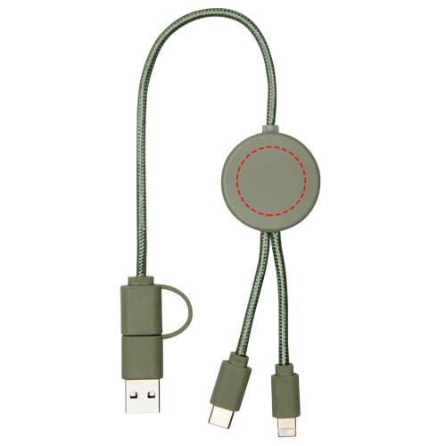 Câble 5 en 1 Citala en plastique recyclé de 30 cm pour la synchronisation des données et la charge rapide de 27 W Vert bruyère