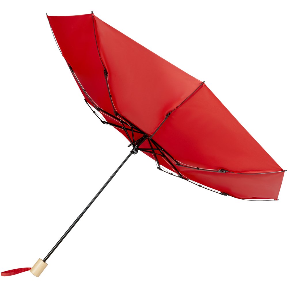 Birgit 21'' faltbarer winddichter Regenschirm aus recyceltem PET rot