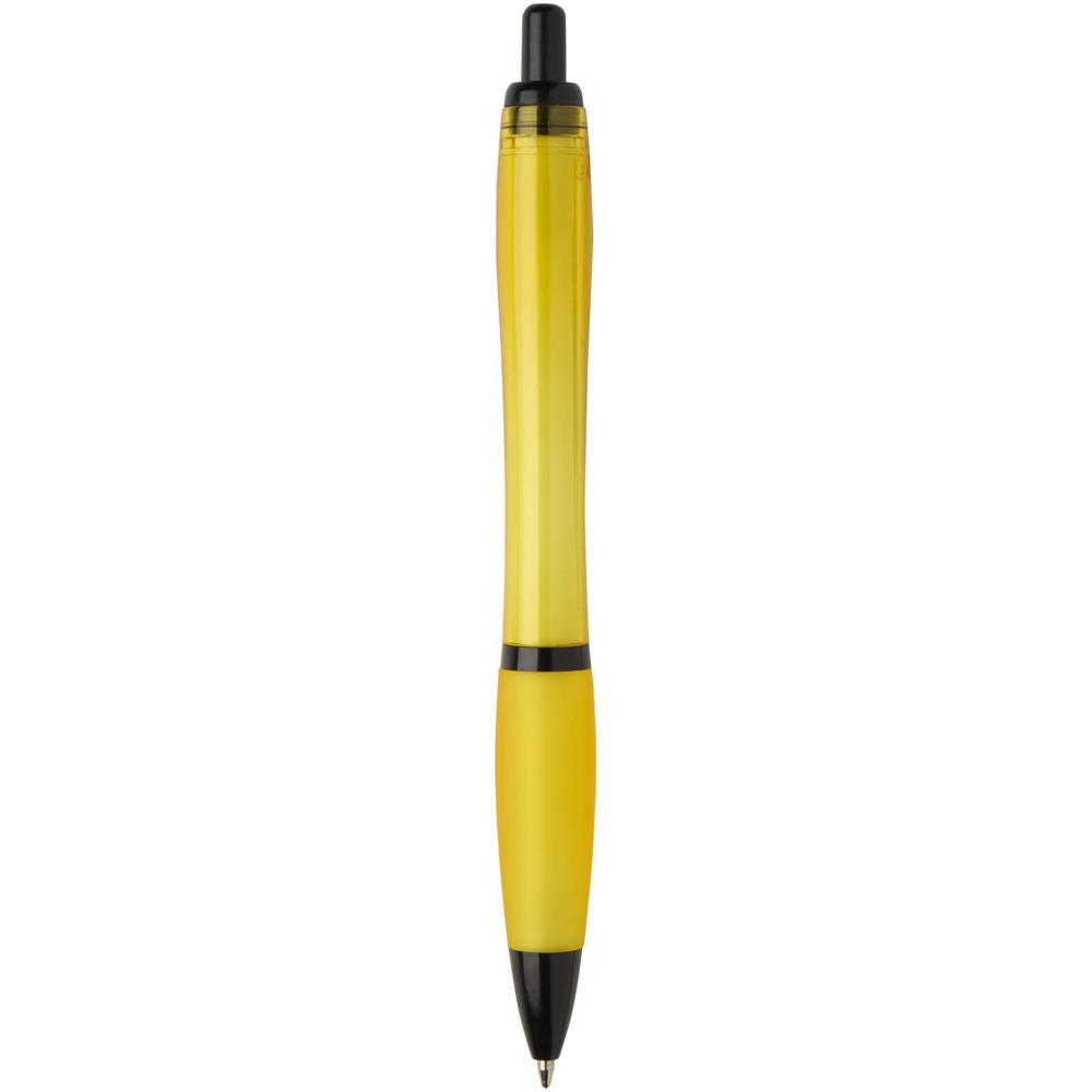 Stylo bille Nash en plastique recyclé avec garnitures noires (encre noire) jaune