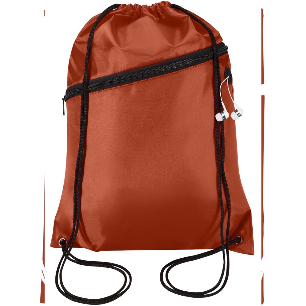 Sac à cordon Oriole en RPET avec poche avant zippée, 5 L Brique