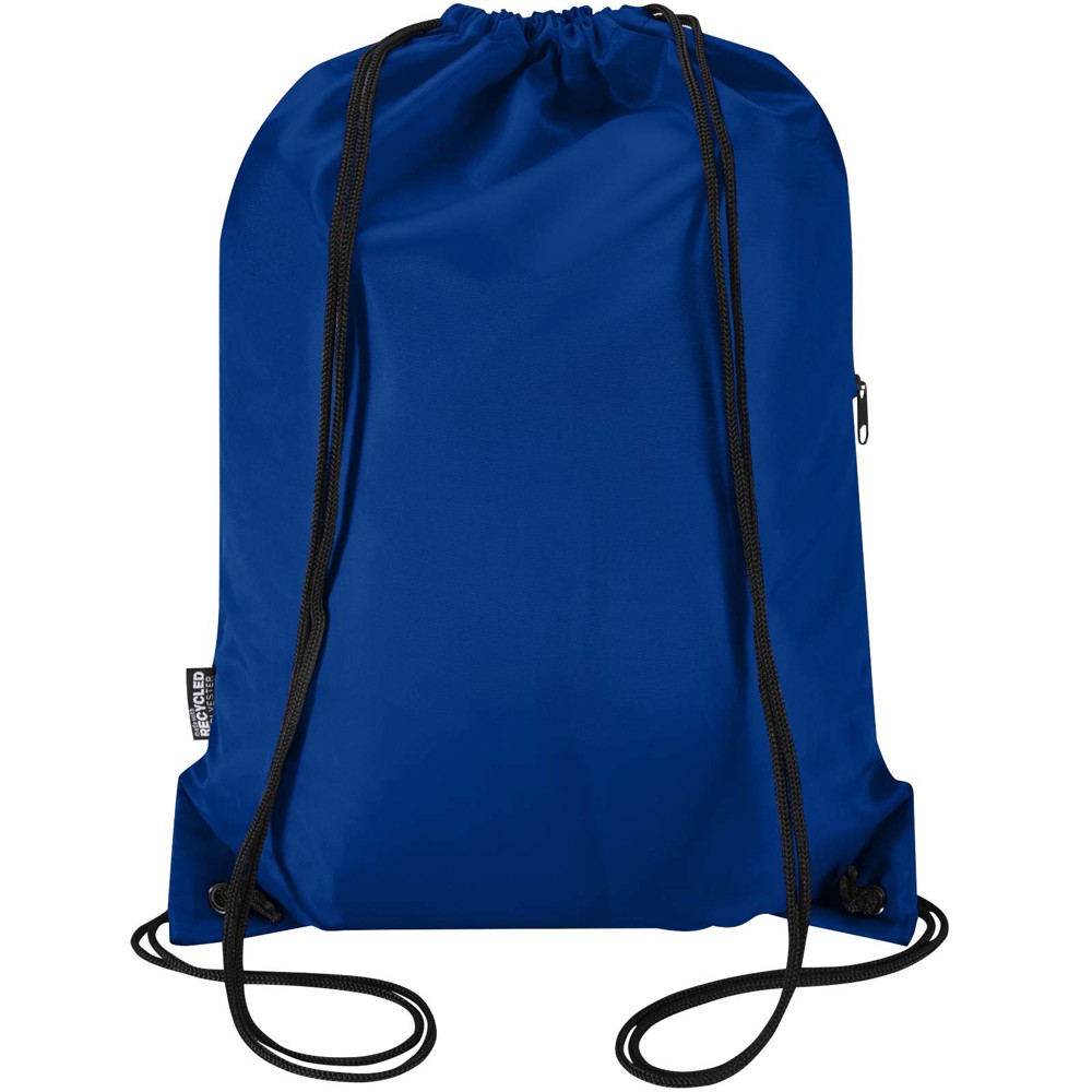 Sac à cordon Oriole en RPET avec poche avant zippée, 5 L Bleu royal