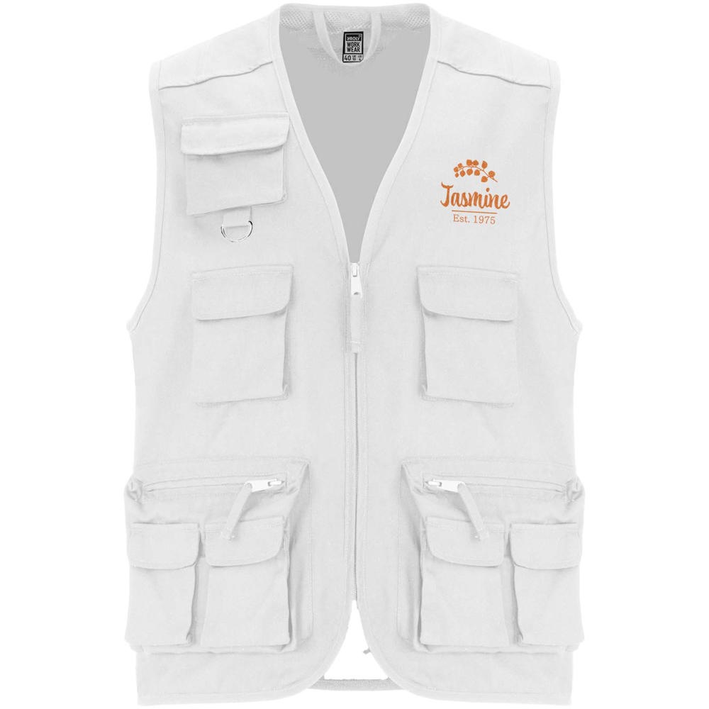 Venera Arbeitsweste mit V-Ausschnitt und mehreren Taschen, 200 g/m2 weiss