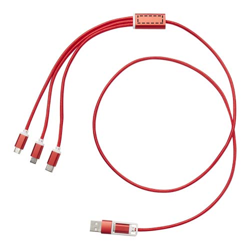 Câble de charge 5-1 Versatile en aluminium recyclé Rouge