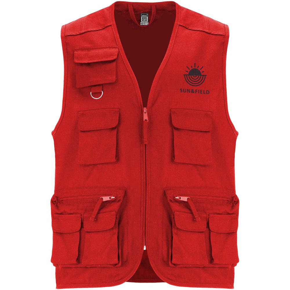 Venera Arbeitsweste mit V-Ausschnitt und mehreren Taschen, 200 g/m2 Rot