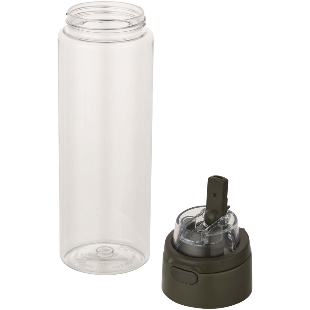 Bouteille d'eau Theron de 700 ml en plastique recyclé RCS, avec bouchon double fonction et paille rabattable Vert forêt