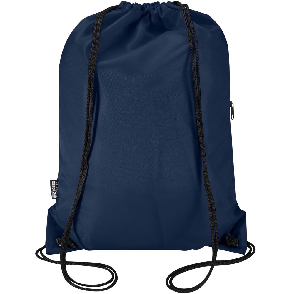 Sac à cordon Oriole en RPET avec poche avant zippée, 5 L Marine