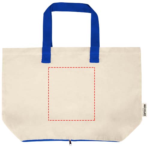 Sac shopping Sierra pliable en coton recyclé GRS 140 g/m2 7 L Naturel, Bleu royal