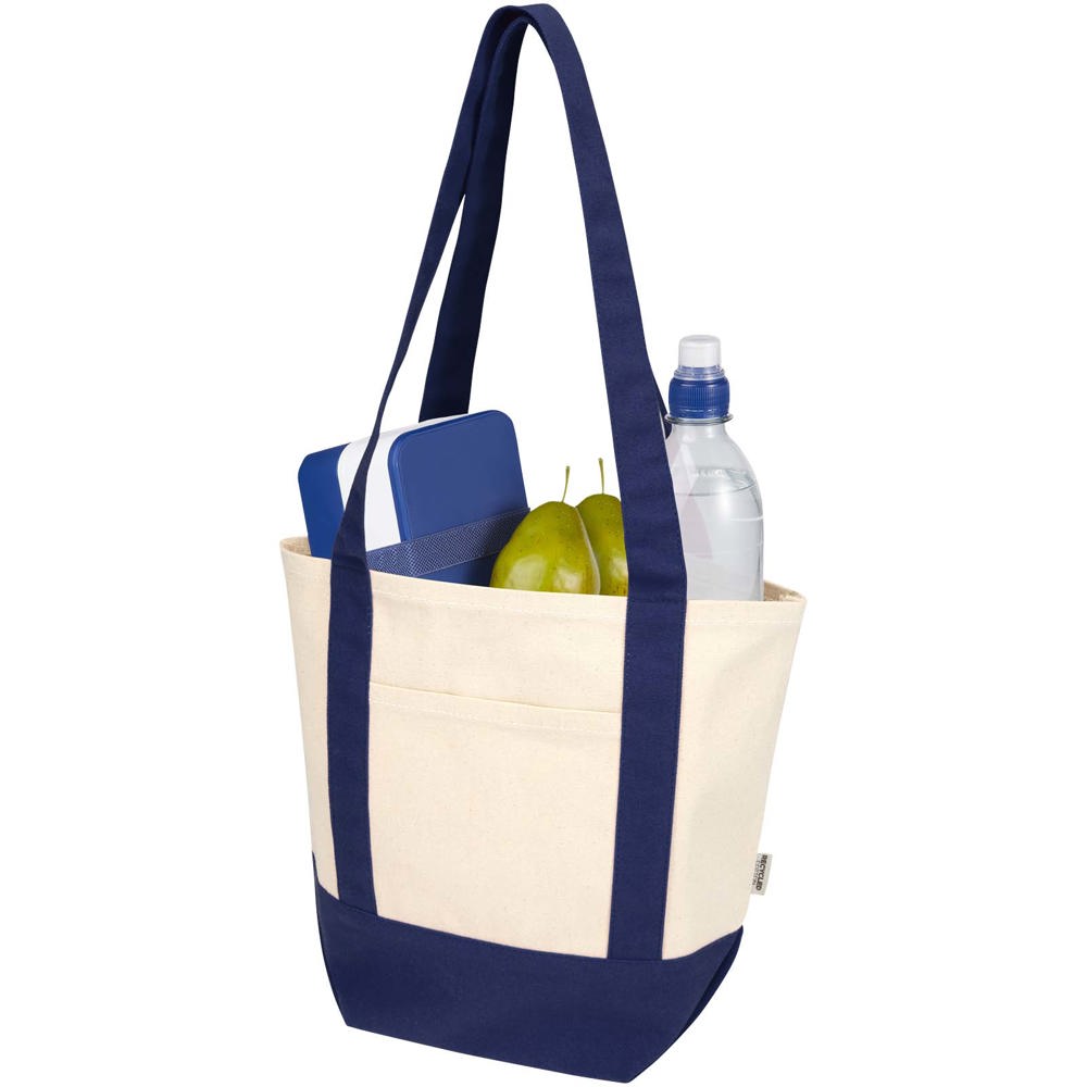 Mini sac shopping Sam en coton recyclé GRS 320 g/m2 Marine, Naturel