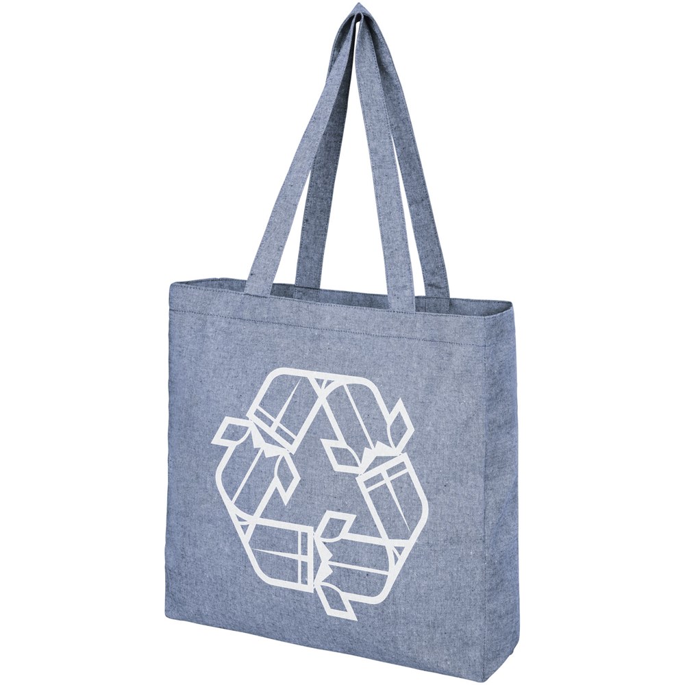 Pheebs 210 g/m² recycelte Tragetasche mit Seitenfalten 13L heather blau