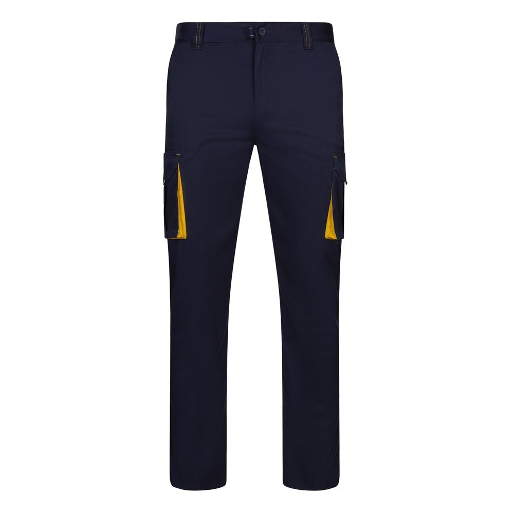 VL FIDES. Zweifarbige Stretch-Hose mit mehreren Taschen (240 g/m²), aus Baumwolle (46 %), EME (38 %)