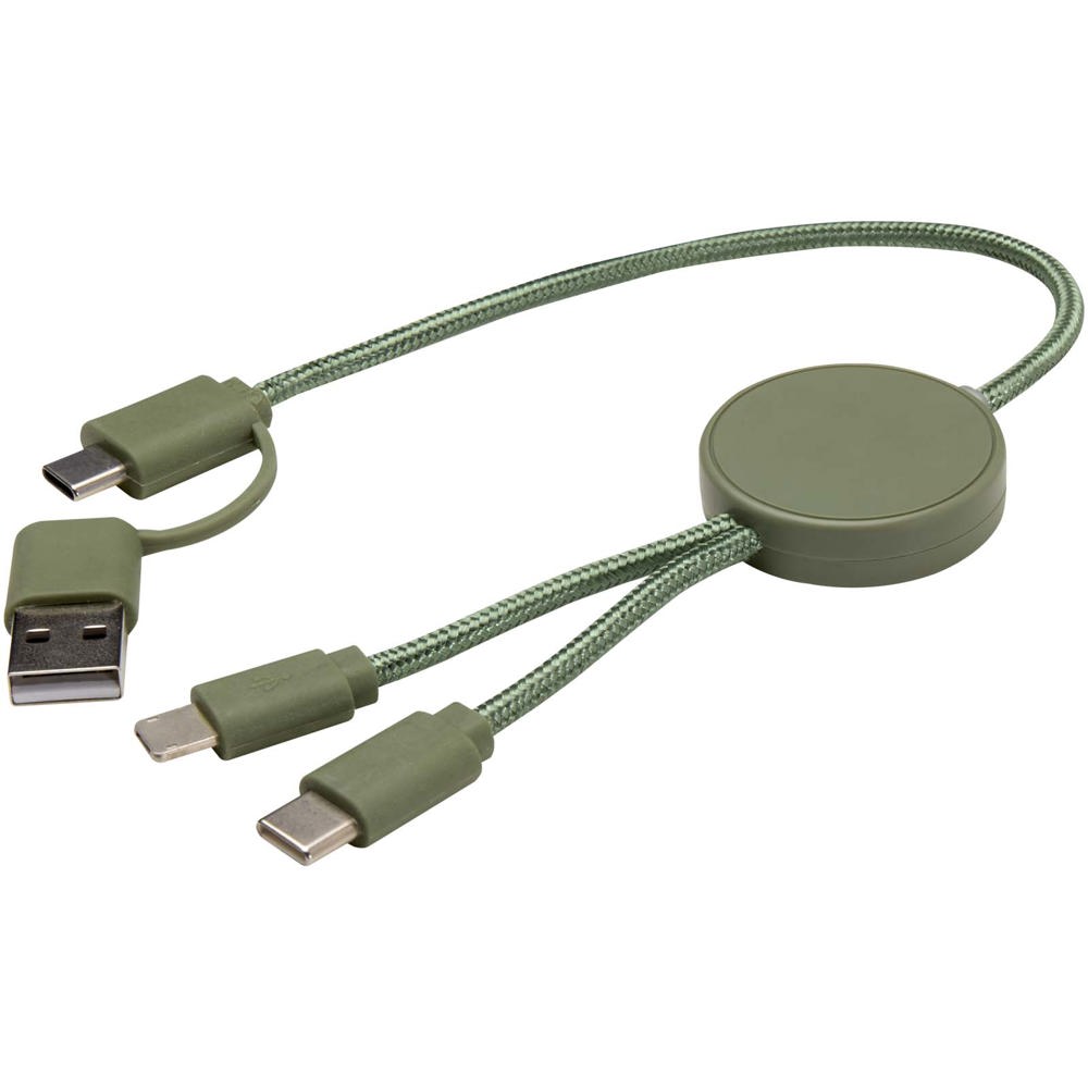 Câble 5 en 1 Citala en plastique recyclé de 30 cm pour la synchronisation des données et la charge rapide de 27 W Vert bruyère