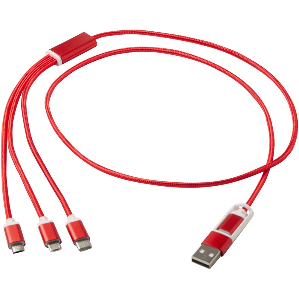 Câble de charge 5-1 Versatile en aluminium recyclé rouge