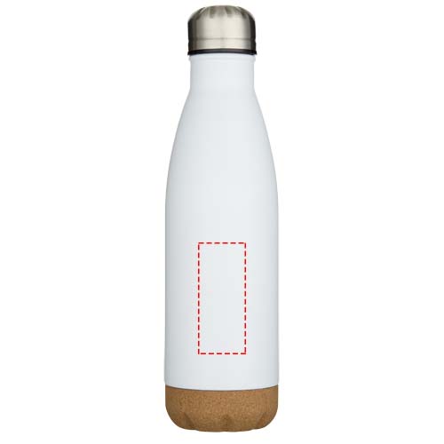 Bouteille d’eau Cove de 500 ml en acier inoxydable isolée sous vide et à double paroi avec détails en liège blanc