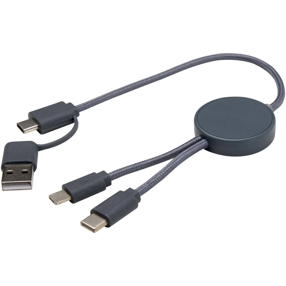Câble 5 en 1 Citala en plastique recyclé de 30 cm pour la synchronisation des données et la charge rapide de 27 W Hale Blue
