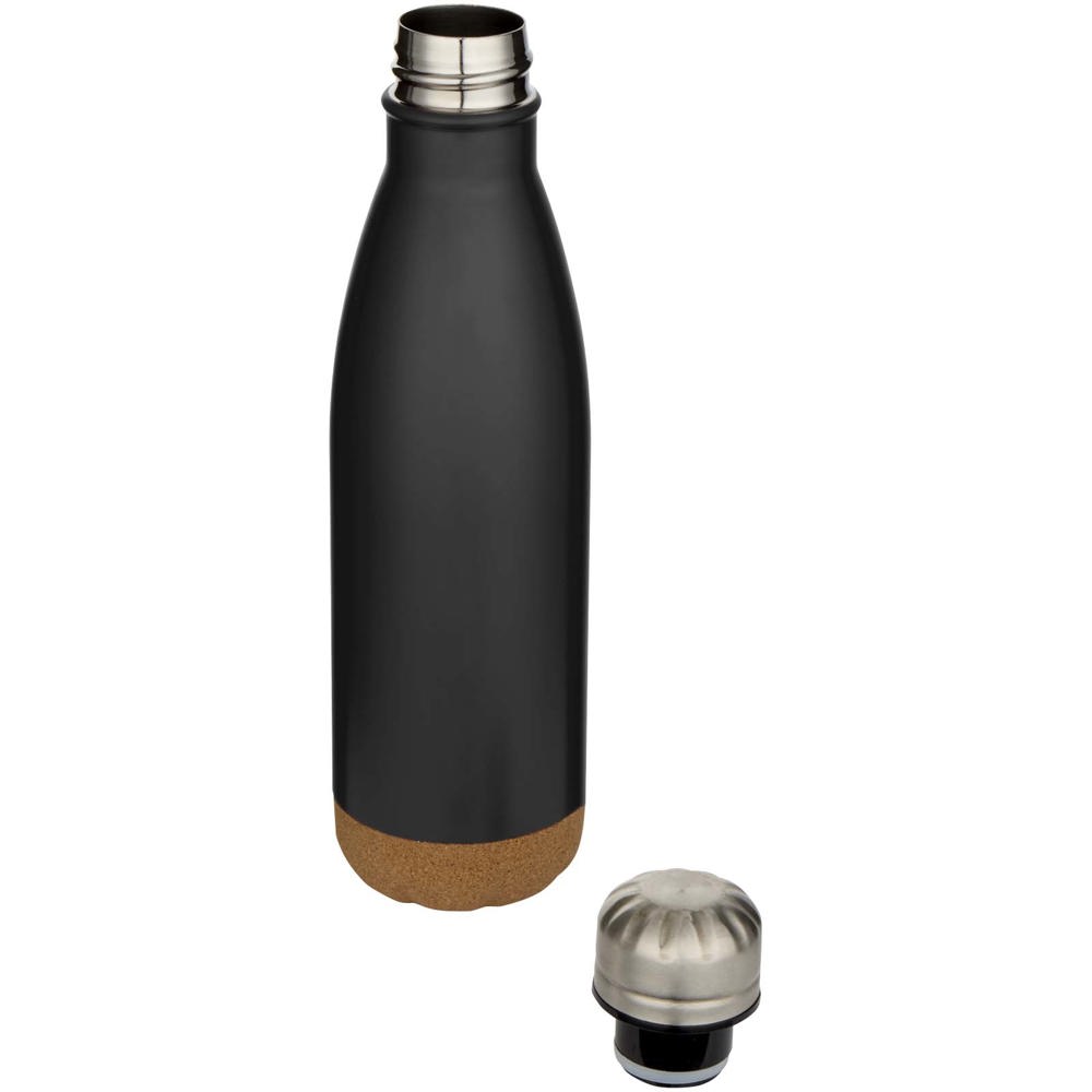 Cove 500 ml doppelwandige, vakuumisolierte Trinkflasche aus Edelstahl mit Korkdetails schwarz