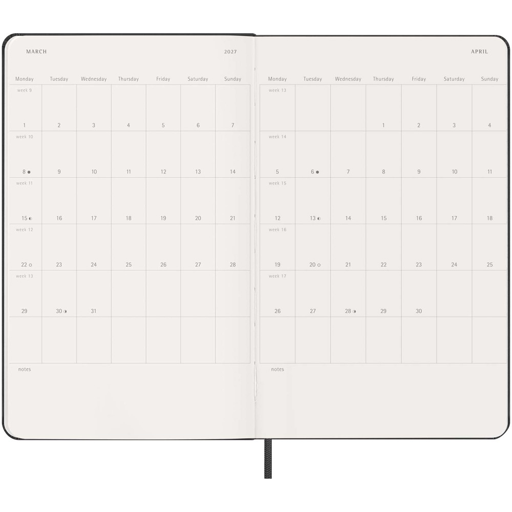 Agenda L vertical 12 mois Moleskine à couverture rigide